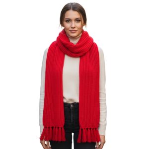 Alluring Tints Woolen Muffler for Women and Girls in Red color
